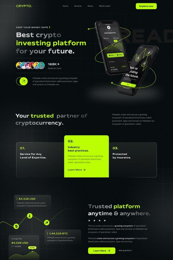 cryptocurrency landing page website design